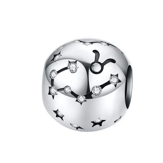 Sterrenbeeld stier bedel zirkonia | zodiac taurus bead | Zilverana | geschikt voor alle bekende merken | 925 zilver | moederdag