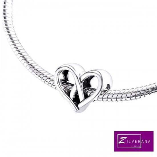 Sierlijk open hart bedel | heart bead | Zilverana | geschikt voor alle bekende merken | 925 zilver | moederdag - Zilverana