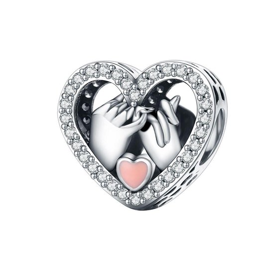 Hart belofte liefde bedel met zirconia | love promise bead | Zilverana | geschikt voor alle bekende merken | 925 zilver | moederdag