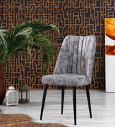 Swiss Homes® | Velvet Eetkamerstoelen Space Gray / Black - Set van 4 | Grijs / Zwart- Fluweel - Velvet stoel - Eetkamerstoel - Kuipstoel - Woonkamerstoelen