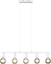 LED Hanglamp - Torna Zuncka - E27 Fitting - 5-lichts - Rechthoek - Mat Wit - Aluminium