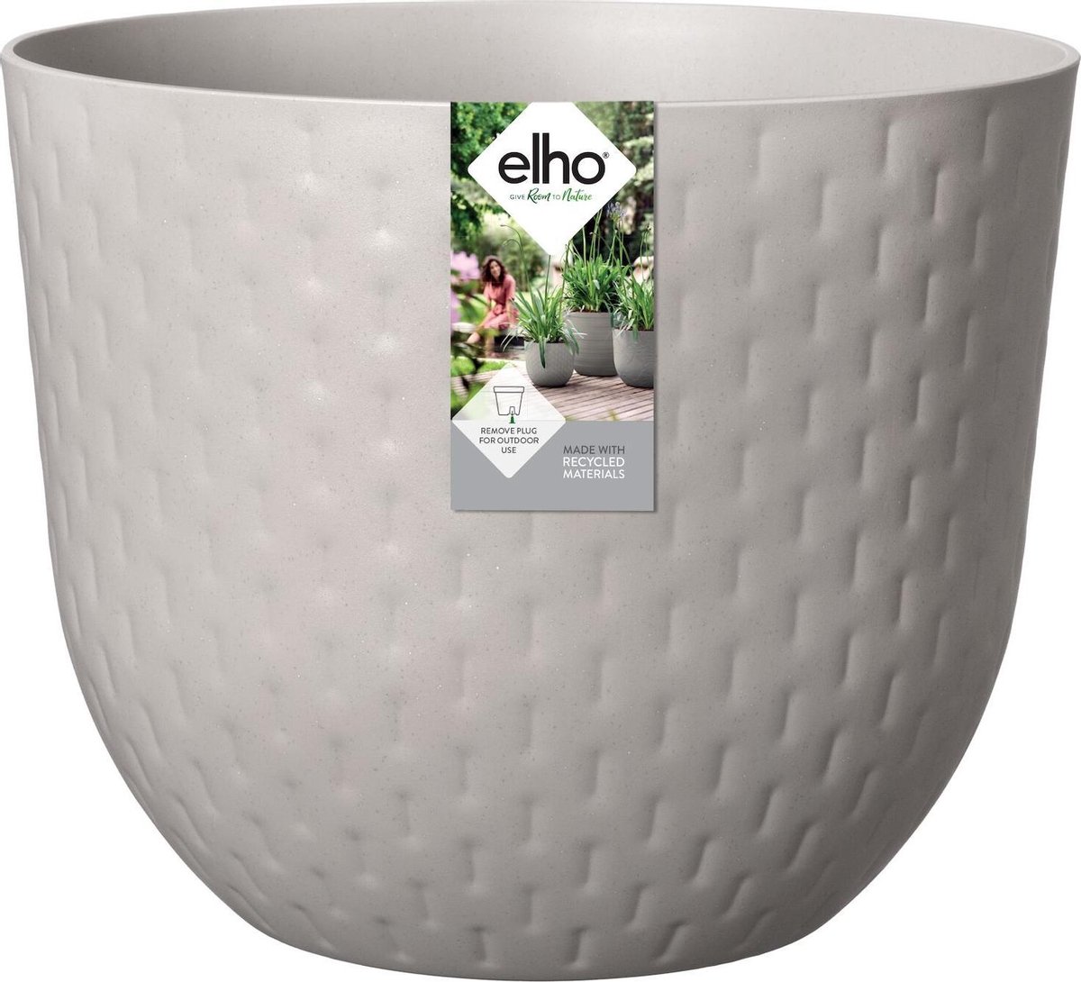 Elho Fuente Grains Rond 30 - Bloempot voor Binnen & Buiten - Ø 29.5 x H 24.3 cm - Kiezelgrijs