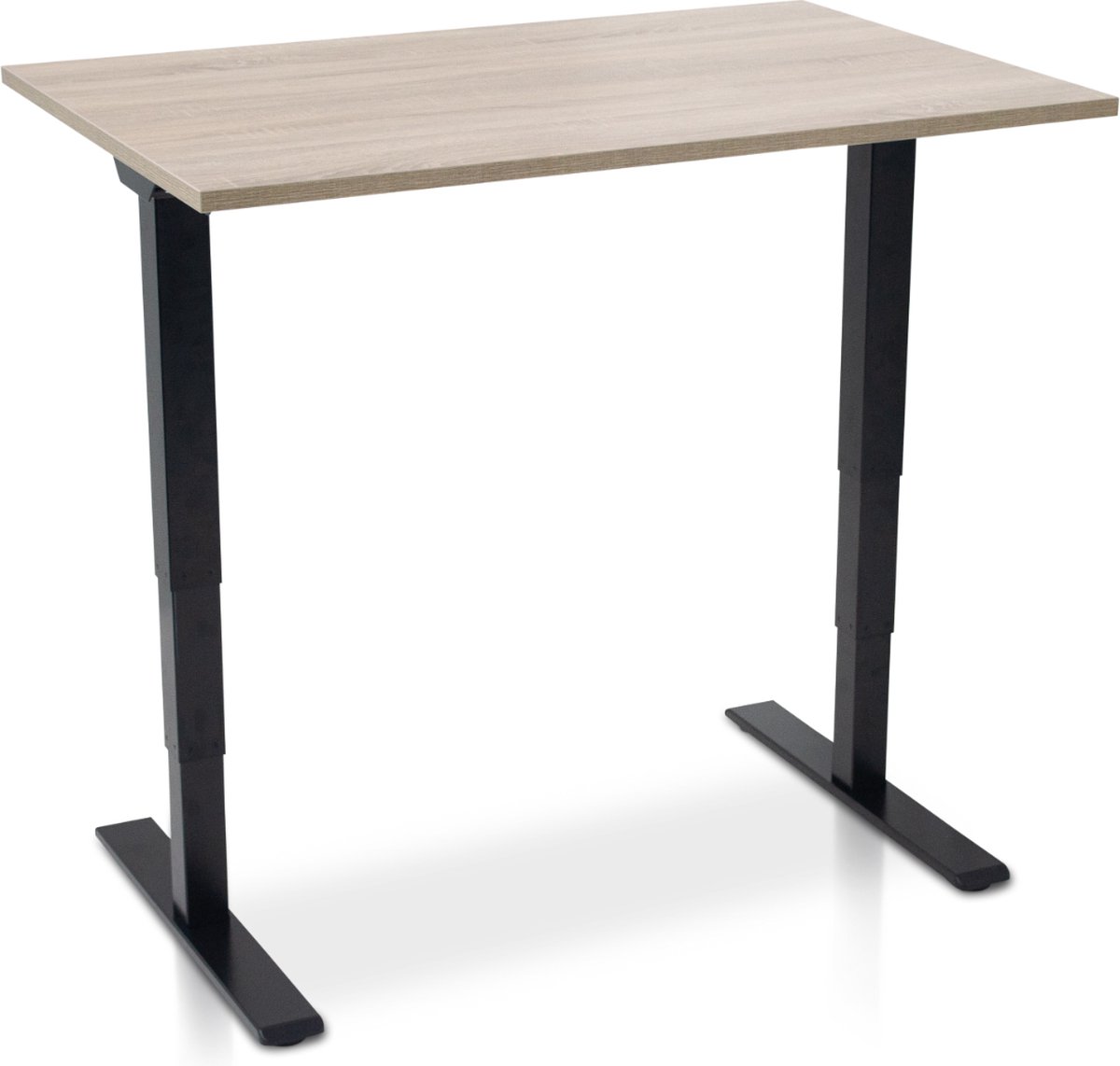 Multi Ratio Zit-sta bureau elektrisch verstelbaar - MRC COMFORT NEN-EN 527 | 140 x 80 cm | frame zwart - blad midden eiken | 130 cm hoog | 100KG draagvermogen Zwart frame