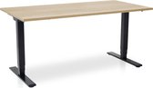 Zit-sta bureau elektrisch verstelbaar - MRC COMFORT NEN-EN 527 | 160 x 80 cm | frame zwart - blad robuust eiken | 130 cm hoog | 100KG draagvermogen