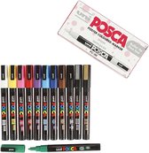 Posca Marker, lijndikte 0,9-1,3 mm, diverse kleuren, 12 stuk/ 1 doos