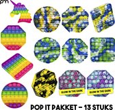 Pop it pakket - pop it pakket 13 stuks - Pop it - Pop its - Pop it glow in the dark - glow in the dark pop it - POP IT! - Fidget