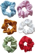 Zijde zachte scrunchies - blauw roze geel groen wit rood