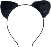 Jessidress Haarband Haar diadeem met katten oren en parels - Grijs