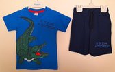 Jongens kleding set blauw T-shirt, blauwe korte broek katoen krokodil maat 110