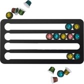 Nespresso Capsulehouder - Keuken Organizer - Wandhouder - Koffiecups houder - Aluminium - 40 Capsules - Cup houder - ZWART (lang)