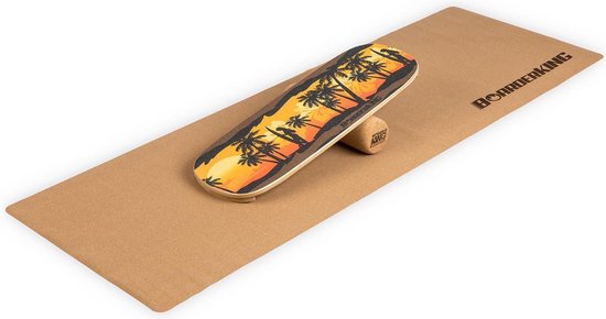 Foto: Indoorboard classic balance board mat rol hout kurk rood