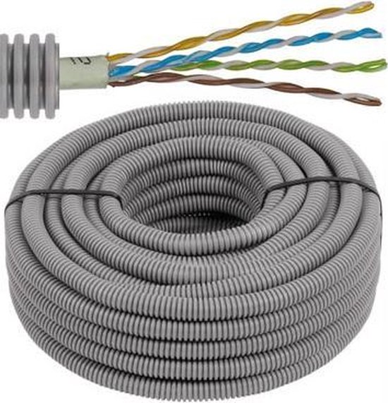 Flexibele voorbedrade buis met UTP kabel - cat. 6, 4x2x0,5mm Ø 16mm, 100  meter - FLEX... | bol.com