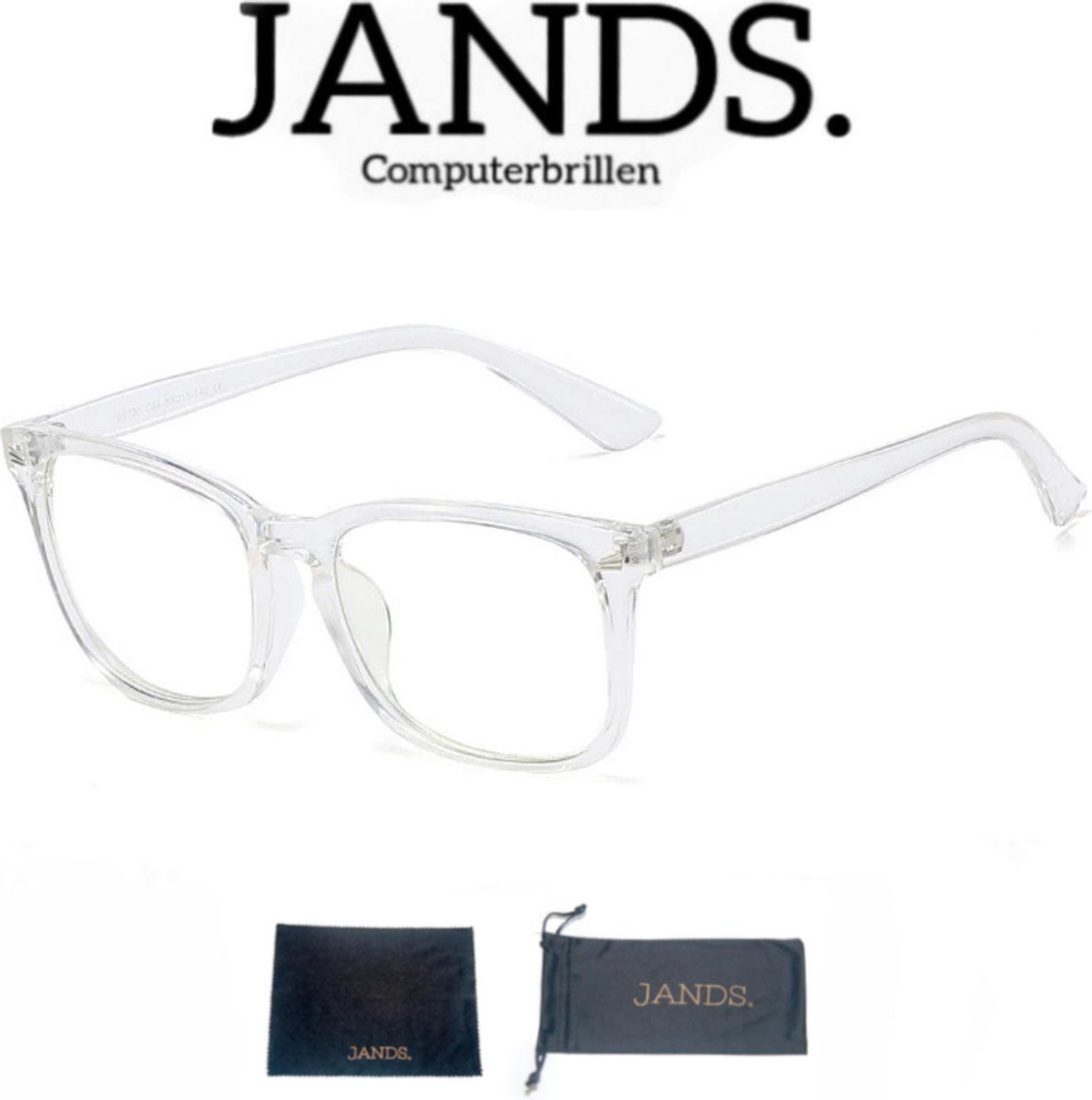 JANDS. NR.6 - Computerbril - Blauw Licht Bril - Blue Light Glasses - Beeldschermbril - Tegen Vermoeide Ogen - Zonder Sterkte - Unisex - Transparant - Met Gratis Accessoires