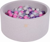 Ronde Ballenbak set incl 300 ballen 90x40cm - Licht Grijs: Donker Roze, Violet, Transparant, Grijs