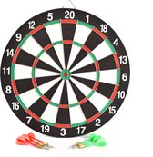 Dartbord - 40,5 cm - tweezijdig - met 6 darts