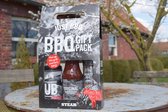 Not Just BBQ gift pack "STEAK" bevat BBQ sauce, Smoky braai shaker en Texan Steakhouse rub