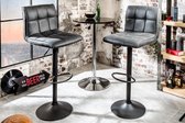 In Hoogte verstelbare Barstoel met voetensteun vintage grijs -Set van 2