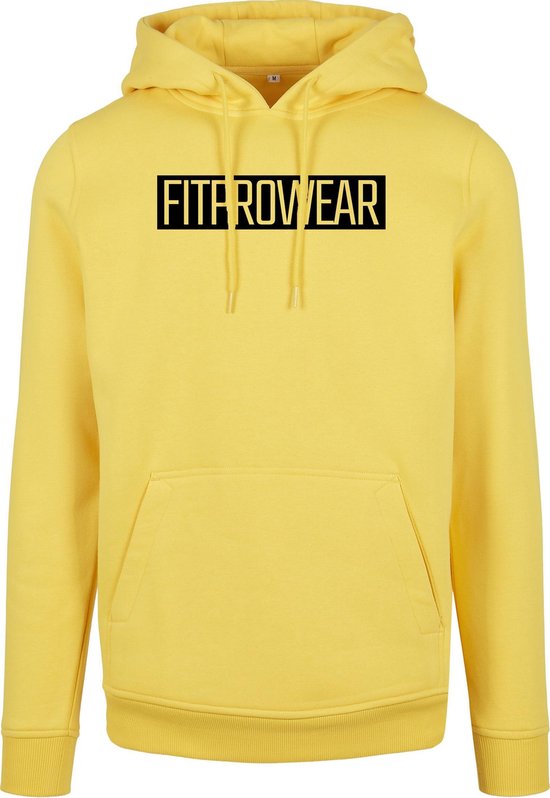 FitProWear Trui Heren Block - Geel - maat M - Mannen - Hoodie - Trui  - Sweater - Sporttrui - Sportkleding - Casual kleding - Trui Heren - Gele trui - Katoen / Polyester - Trui Capuchon - Hoodie Capuchon