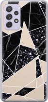 Samsung A72 hoesje siliconen - Abstract painted | Samsung Galaxy A72 case | zwart | TPU backcover transparant