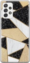 Samsung Galaxy A52 hoesje siliconen - Goud abstract - Soft Case Telefoonhoesje - Print / Illustratie - Goud