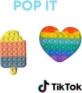 Pop IT Pret set - Regenboog hart & ijs - Populaire pop it fidget toy - friemelspeelgoed