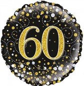 Folieballon Luxe Verjaardag 60 Zwart en Goud Holografisch