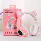 Mogi Products -Draadloze Kinder koptelefoon -Kattenoortjes Bluetooth- Met Led- Met Vrolijke Lichtjes- Roze- Met Zachte Oorkussens-Inklapbaar-Met Ingebouwde Microfoon