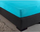 Dekbeddenwereld- hoeslaken- jersey- stretch- tweepersoons- 160x200+30cm- geschikt voor boxspring- turqouise