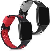 kwmobile 2x armband voor Huami Amazfit GTS / GTS 2 / GTS 2e / GTS 3 - Bandjes voor fitnesstracker in zwart / rood / zwart / grijs
