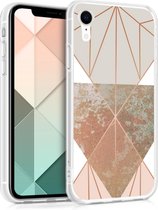 kwmobile telefoonhoesje voor Apple iPhone XR - Hoesje voor smartphone in beige / ros�goud / wit - Geometrische Driehoeken design