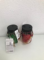 Decoratie met licht - twee stuks - rood en groen - 14 cm hoog
