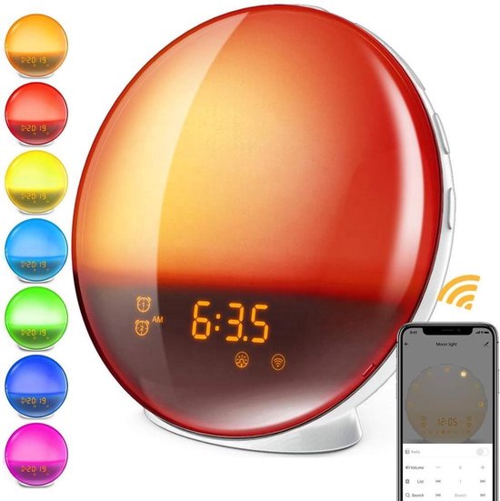 DistinQ Wake-Up Light Wekkerradio Met Dubbele Wektijd - Natuurlijk Wakker Worden Met Licht En Geluid