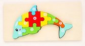 Kinderpuzzel - Hout - 10 stukjes - Dolfijn - Vanaf 3 jaar
