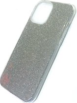 Apple iPhone 12 Pro / iPhone 12 Hoesje Grijs Glitters Stevige Siliconen TPU Case BlingBling met 2x gratis Tempered glass Screenprotector