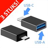 Curley – USB C naar USB A - 3 stuks – USB C to USB A – USB 3.0 – 5Gps - Thunderbolt – USB - Geschikt voor USB stick, USB hub, USB c hub en USB splitter - Aluminium – Zwart