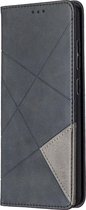 Mobigear Telefoonhoesje geschikt voor Samsung Galaxy S20 FE Hoesje | Mobigear Rhombus Slim Bookcase | Pasjeshouder voor 2 Pasjes | Telefoonhoesje voor Pinpas / OV Kaart / Rijbewijs - Zwart