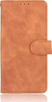 Samsung Galaxy A42 5G Hoesje - Mobigear - Retro Serie - Kunstlederen Bookcase - Cognac - Hoesje Geschikt Voor Samsung Galaxy A42 5G