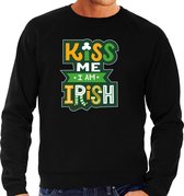 St. Patricks day sweater zwart voor heren - Kiss me im Irish - Ierse feest kleding / trui/ outfit L