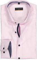 ETERNA slim fit overhemd - twill heren overhemd - roze met wit ( donkerblauw contrast) - Strijkvrij - Boordmaat: 41