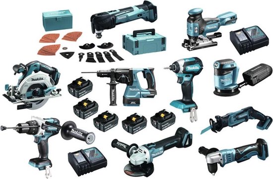 Makita DLX1009TJ1 Accu Combiset 10-delig 18V 5.0Ah in Mbox
