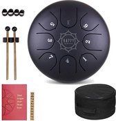Happy products Handpan –  Lotus drum - 15,5 cm – 8 Tongen - Zwart - tongdrum - drum - hand pan