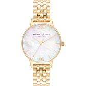 Olivia Burton Mother of Pearl White Bracelet - OB16MOP01 - Dameshorloge - Goud - MOP - 30 MM - RVS band