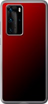 Huawei P40 Pro - Smart cover - Zwart Rood - Transparante zijkanten