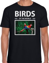 Dieren foto t-shirt Papegaai - zwart - heren - birds of the world - cadeau shirt Papegaaien liefhebber L