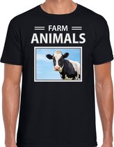 Dieren foto t-shirt Koe - zwart - heren - farm animals - cadeau shirt Koeien liefhebber XL