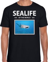 Dieren foto t-shirt Haaien - zwart - heren - sealife of the world - cadeau shirt Tijgerhaai liefhebber L