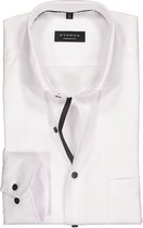 ETERNA comfort fit overhemd - niet doorschijnend twill heren overhemd - wit (zwart contrast) - Strijkvrij - Boordmaat: 45