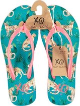 Xq Footwear Teenslippers Panter Dames Mintgroen/roze Maat 40