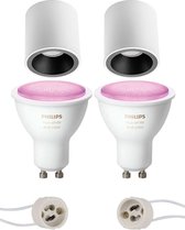 PHILIPS HUE - Opbouwspot Set GU10 - White and Color Ambiance - Bluetooth - Proma Cliron Pro - Opbouw Rond - Mat Wit/Zwart - Verdiept - Ø90mm