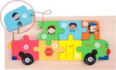 Kinderpuzzel - Hout - 10 stukjes - Schoolbus - Vanaf 3 jaar